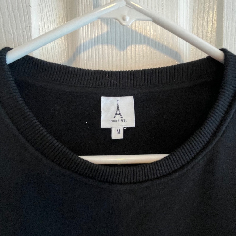Tour Eiffel Paris Graphic Sweatshirt Women's Size Medium Black Crewneck - Picture 4 of 7